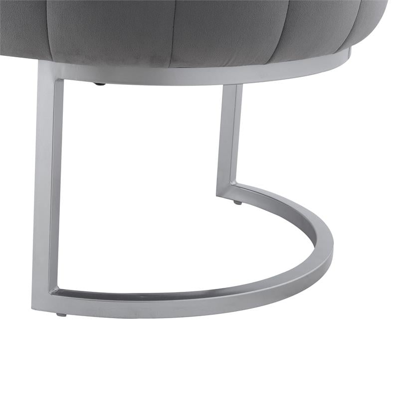 Posh Living Modern Velvet Bench in Gray/Silver