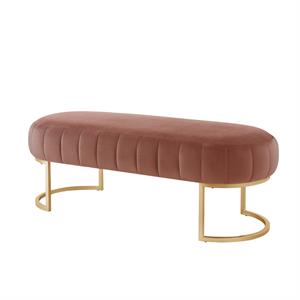 Posh Living Nicole Miller Orpheus Modern Velvet Bench in Blush Pink/Gold