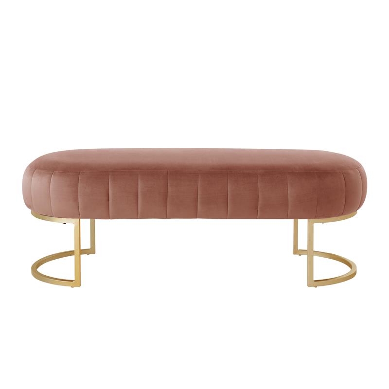 Posh Living Nicole Miller Orpheus Modern Velvet Bench in Blush Pink/Gold