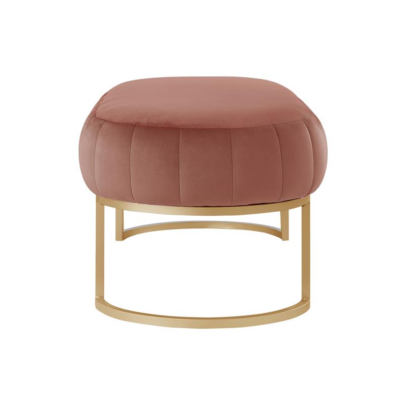 Posh Living Nicole Miller Orpheus Modern Velvet Bench in Blush Pink/Gold