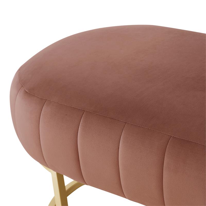 Posh Living Nicole Miller Orpheus Modern Velvet Bench in Blush Pink/Gold
