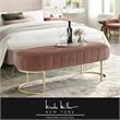 Posh Living Nicole Miller Orpheus Modern Velvet Bench in Blush Pink/Gold