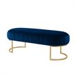 Posh Living Nicole Miller Orpheus Modern Velvet Bench in Navy Blue/Gold