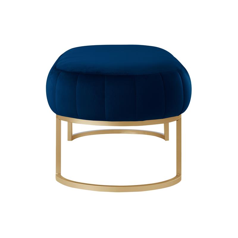 Posh Living Nicole Miller Orpheus Modern Velvet Bench in Navy Blue/Gold