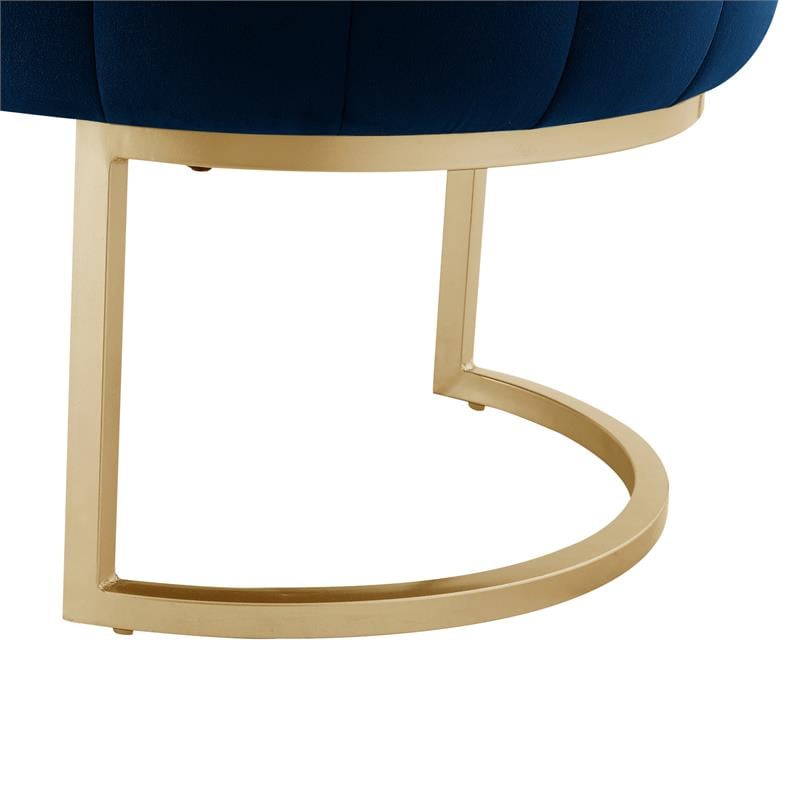 Posh Living Nicole Miller Orpheus Modern Velvet Bench in Navy Blue/Gold