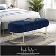 Posh Living Nicole Miller Orpheus Modern Velvet Bench in Navy Blue/Gold