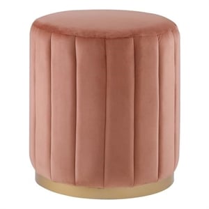 Posh Living Nicole Miller Orpheus Modern Velvet Ottoman in Blush Pink/Gold