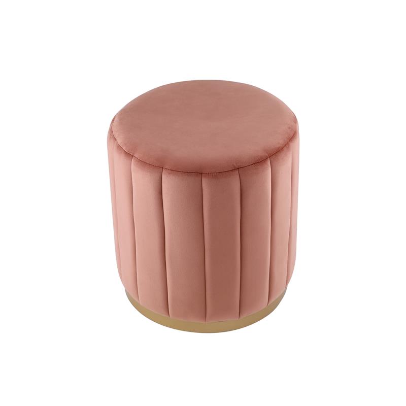 Posh Living Nicole Miller Orpheus Modern Velvet Ottoman in Blush Pink/Gold