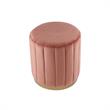 Posh Living Nicole Miller Orpheus Modern Velvet Ottoman in Blush Pink/Gold