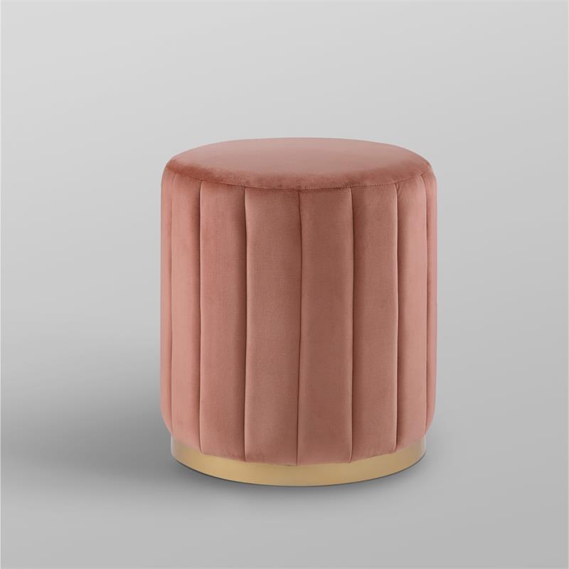 Posh Living Nicole Miller Orpheus Modern Velvet Ottoman in Blush Pink/Gold
