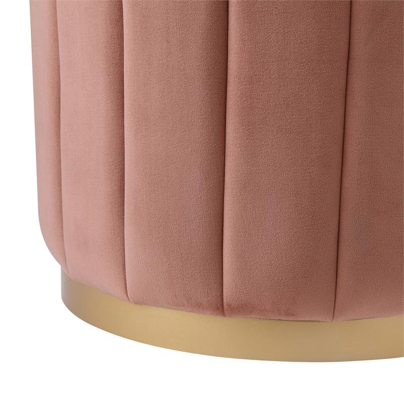 Posh Living Nicole Miller Orpheus Modern Velvet Ottoman in Blush Pink/Gold