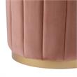 Posh Living Nicole Miller Orpheus Modern Velvet Ottoman in Blush Pink/Gold