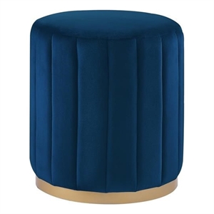 Posh Living Orpheus Modern Velvet Ottoman in Navy Blue/Gold