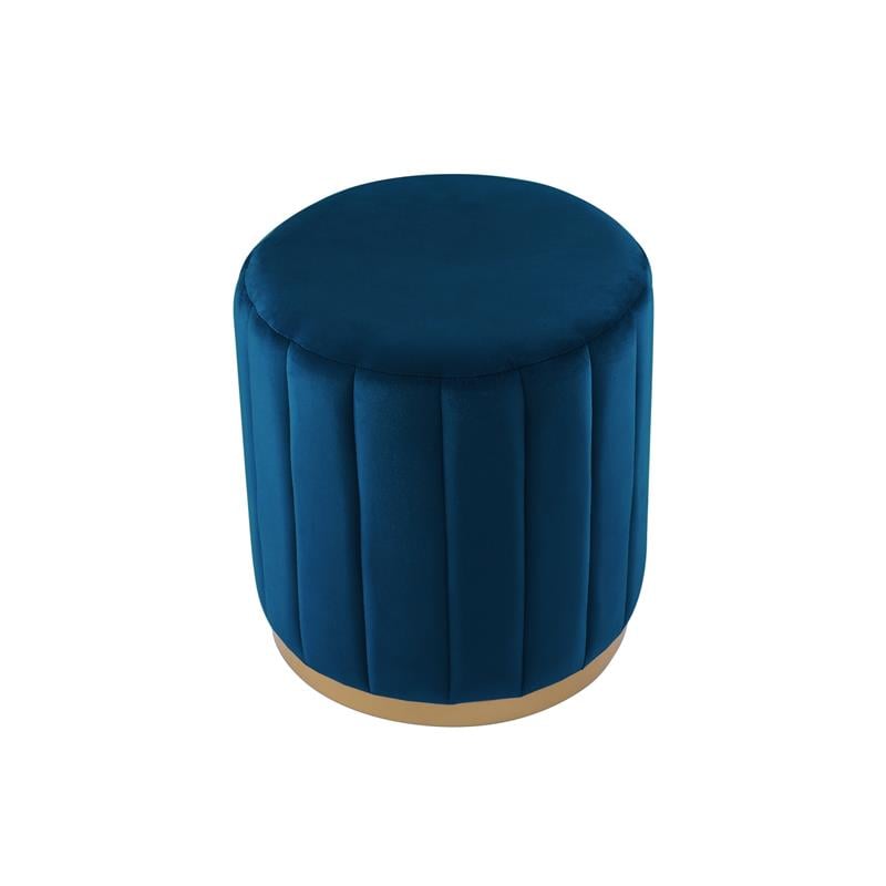 Posh Living Orpheus Modern Velvet Ottoman in Navy Blue/Gold
