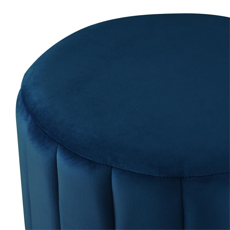 Posh Living Orpheus Modern Velvet Ottoman in Navy Blue/Gold