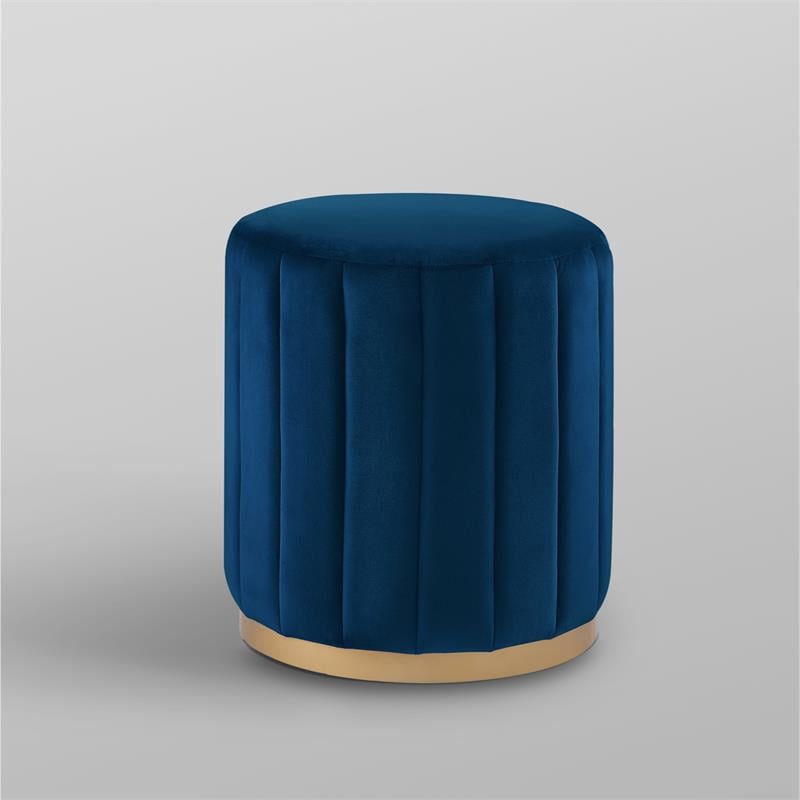 Posh Living Orpheus Modern Velvet Ottoman in Navy Blue/Gold