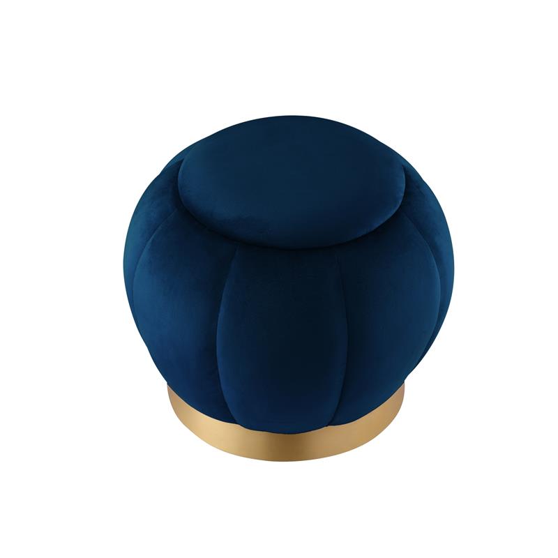Posh Living Zara Modern Velvet Ottoman in Navy Blue/Gold