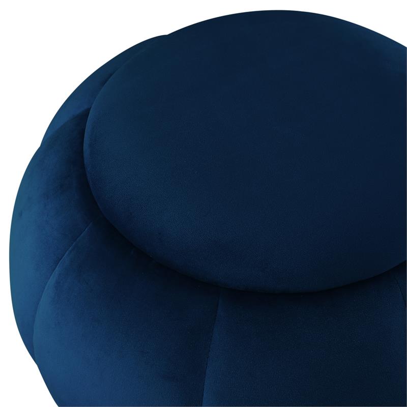 Posh Living Zara Modern Velvet Ottoman in Navy Blue/Gold