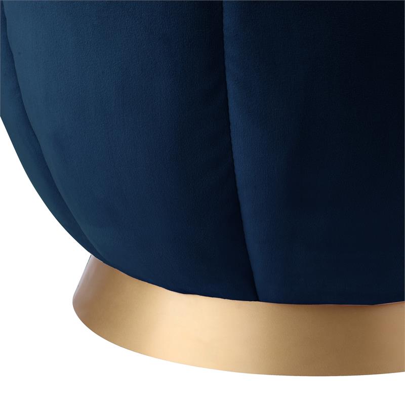 Posh Living Zara Modern Velvet Ottoman in Navy Blue/Gold