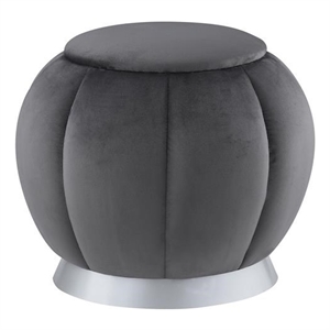 Posh Living Nicole Miller Zara Modern Velvet Ottoman in Gray/Silver
