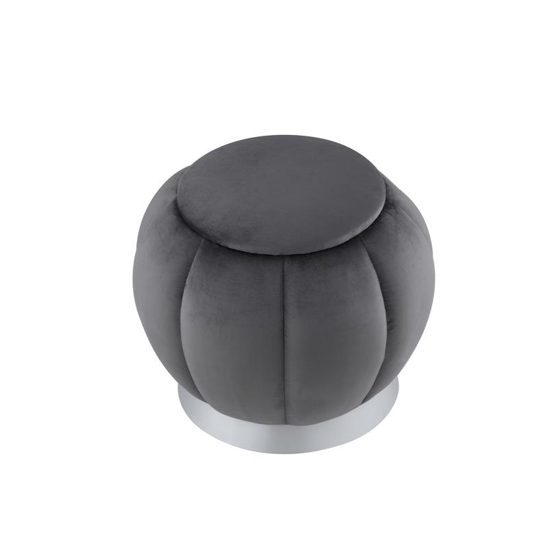 Posh Living Nicole Miller Zara Modern Velvet Ottoman in Gray/Silver
