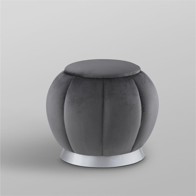 Posh Living Nicole Miller Zara Modern Velvet Ottoman in Gray/Silver