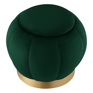 Posh Living Nicole Miller Zara Modern Velvet Ottoman in Hunter Green/Gold