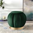Posh Living Nicole Miller Zara Modern Velvet Ottoman in Hunter Green/Gold