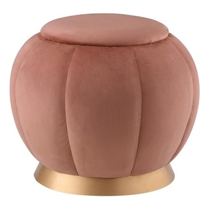 Posh Living Nicole Miller Zara Modern Velvet Ottoman in Blush Pink/Gold