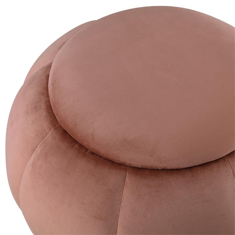 Posh Living Nicole Miller Zara Modern Velvet Ottoman in Blush Pink/Gold