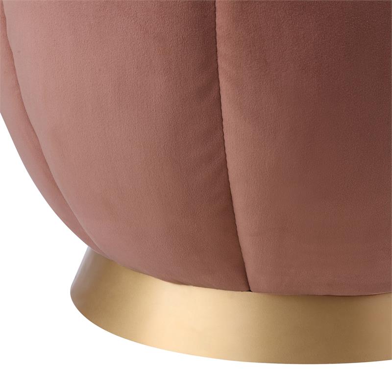 Posh Living Nicole Miller Zara Modern Velvet Ottoman in Blush Pink/Gold