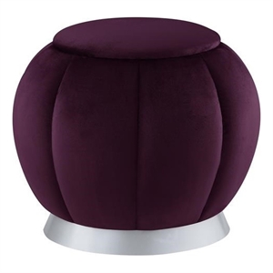 Posh Living Zara Modern Velvet Ottoman in Purple/Silver