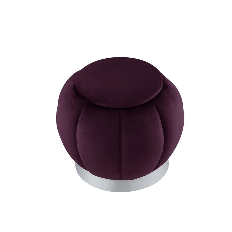 Posh Living Zara Modern Velvet Ottoman in Purple/Silver