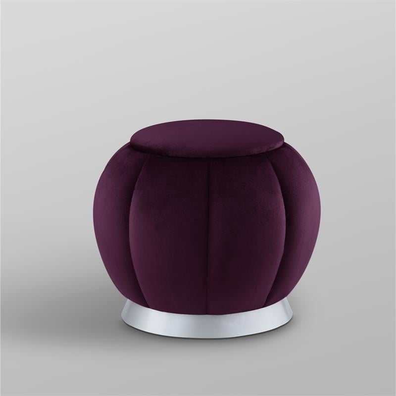 Posh Living Zara Modern Velvet Ottoman in Purple/Silver