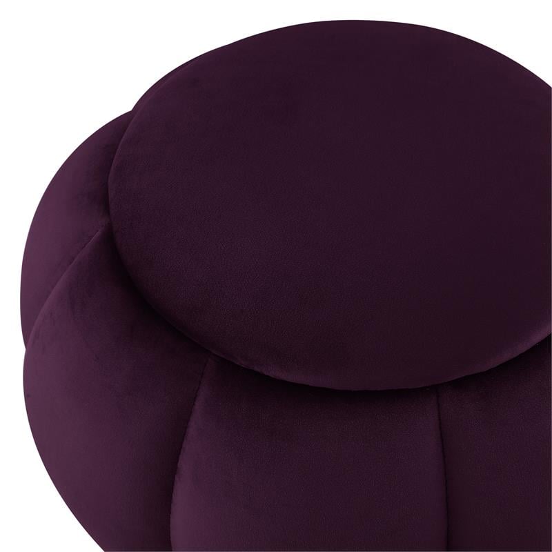 Posh Living Zara Modern Velvet Ottoman in Purple/Silver