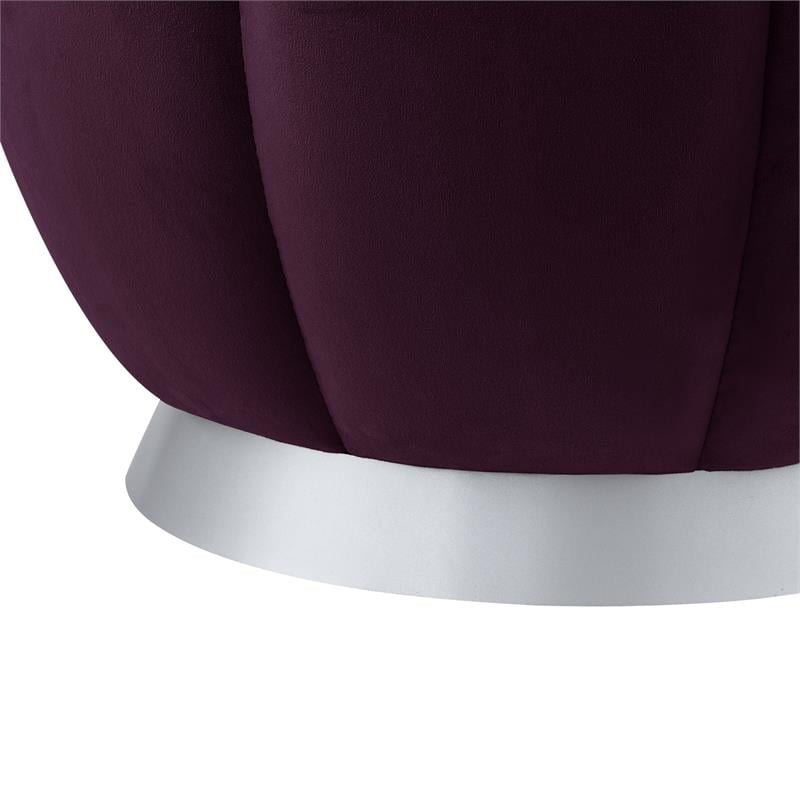 Posh Living Zara Modern Velvet Ottoman in Purple/Silver
