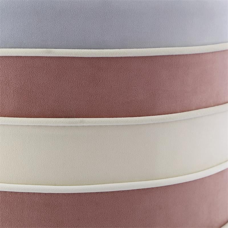 Posh Living Nicole Miller Binsa Horizontal Striped Velvet Ottoman in Blush Pink