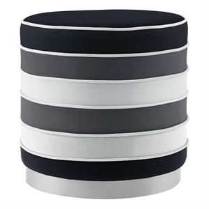 Posh Living Nicole Miller Binsa Horizontal Striped Velvet Ottoman in Black