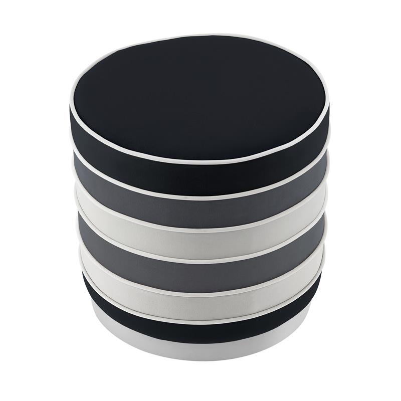 Posh Living Nicole Miller Binsa Horizontal Striped Velvet Ottoman in Black