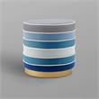Posh Living Binsa Horizontal Striped Velvet Ottoman in Navy Blue