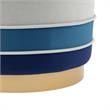 Posh Living Binsa Horizontal Striped Velvet Ottoman in Navy Blue