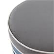 Posh Living Binsa Horizontal Striped Velvet Ottoman in Navy Blue
