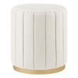 Posh Living Orpheus Modern Faux Leather Ottoman in White/Gold
