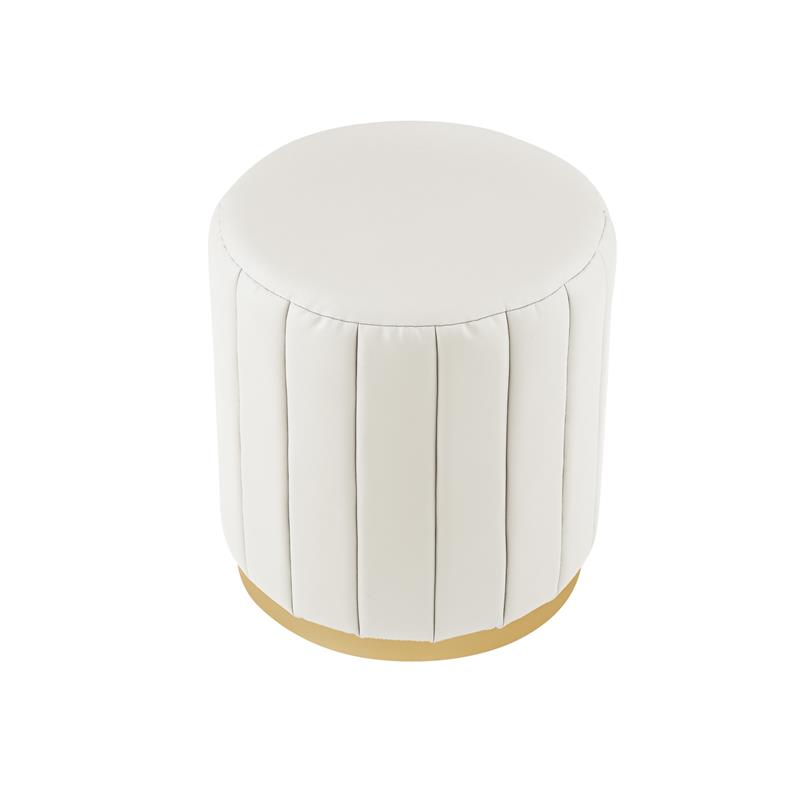 Posh Living Orpheus Modern Faux Leather Ottoman in White/Gold