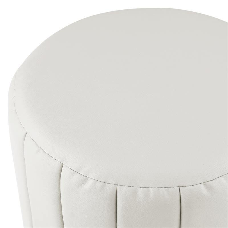 Posh Living Orpheus Modern Faux Leather Ottoman in White/Gold