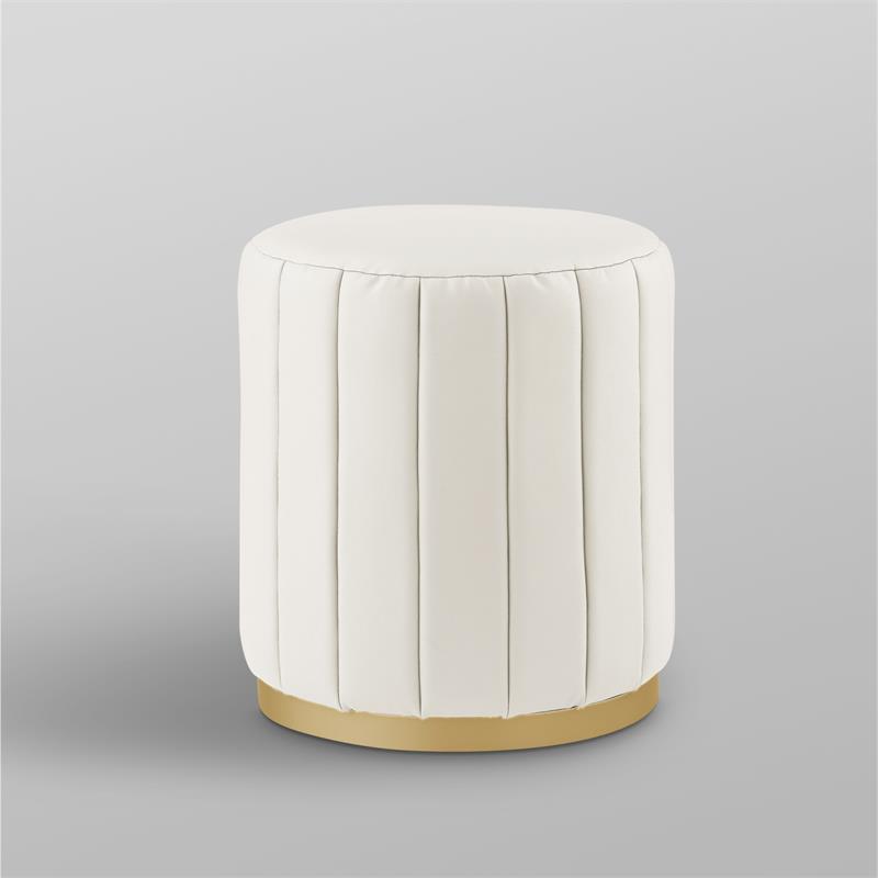 Posh Living Orpheus Modern Faux Leather Ottoman in White/Gold