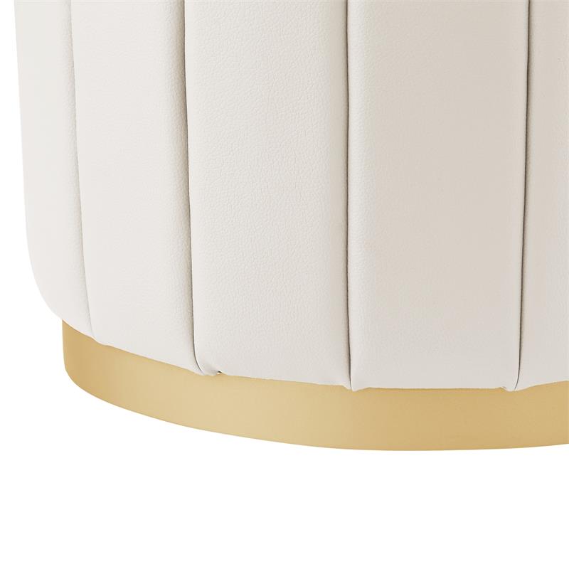 Posh Living Orpheus Modern Faux Leather Ottoman in White/Gold