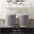 Posh Living Nicole Miller Orpheus Modern Faux Leather Ottoman in Gray/Silver
