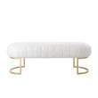 Posh Living Orpheus Modern Faux Leather Bench in White/Gold