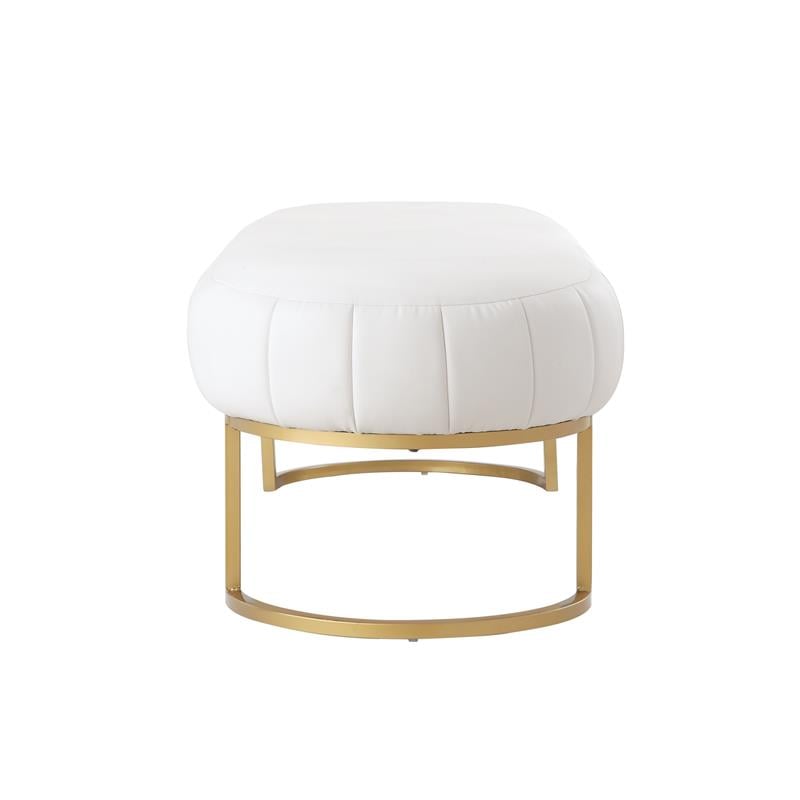 Posh Living Orpheus Modern Faux Leather Bench in White/Gold